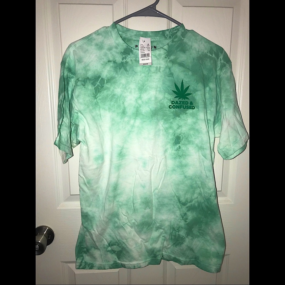 Weed/Cannabis tie dye green shirt by Pacsun